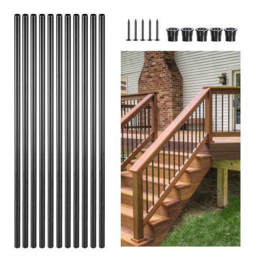 Trappebalustre, 101 stk., 1,9x81,3 cm, Sort, Aluminium