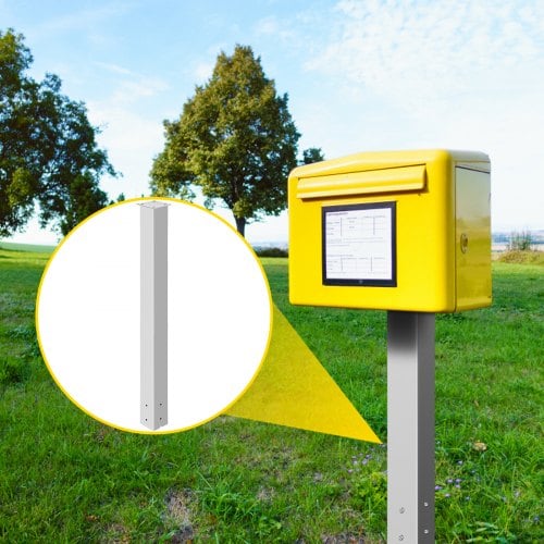 Postkasse Stander, 109,5 cm Højde, 12,5x12,5 cm Base, Hvid, Stål