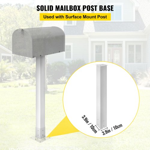 Postkasse Stander, 109,5 cm Højde, 12,5x12,5 cm Base, Hvid, Stål