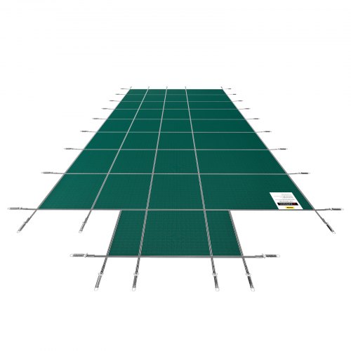 Pool sikkerhedscover, passer til 488x975 cm rektangulære pools, 122x244 cm centertrappe, grøn, net
