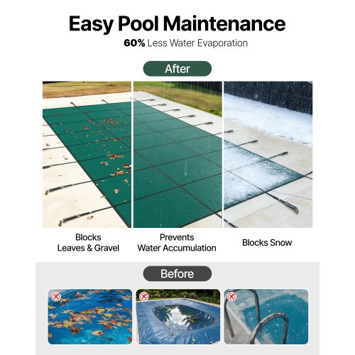 Pool sikkerhedscover 5,48x12,8 m grøn, mesh, PP materiale