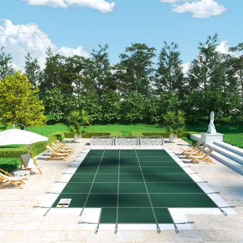 Pool sikkerhedscover, 6,1x11,5 m, grøn, netmateriale