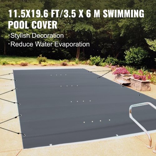 Pool sikkerhedscover, 350x600 cm, kulgrå, PVC