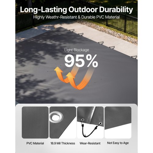 Poolskydd, 400x800 cm, Antracit, PVC