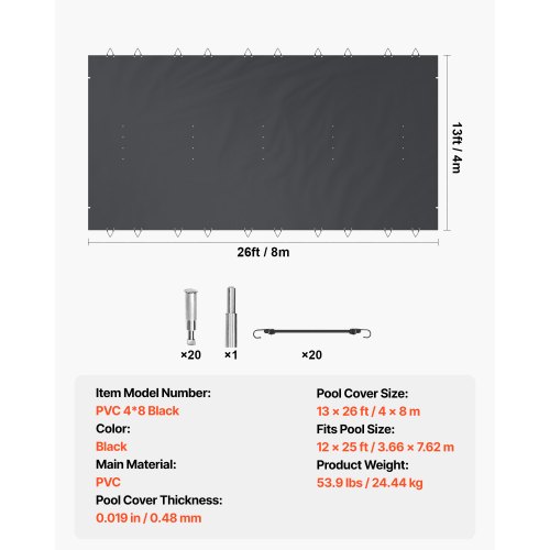 Poolskydd, 400x800 cm, Antracit, PVC