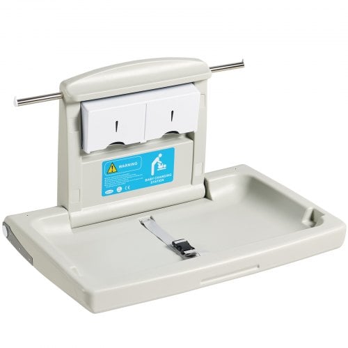 Baby puslebord, vægmonteret horisontalt foldbart, 86x56,5x50 cm, hvid, HDPE