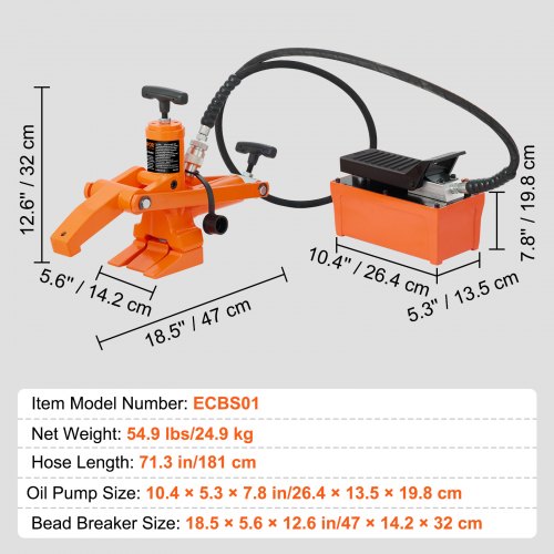 Hydraulisk dækafpresser 47x14,2x32 cm, stål