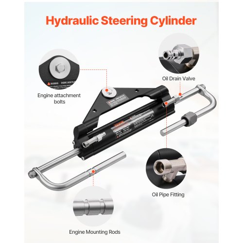 Hydraulisk påhængsstyringskit, 150HK, 550x145x60 mm, marinebåd