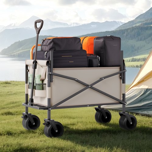 Sammenklappelig vogn, 97x58x67 cm, khaki, sammenfoldelig transportvogn