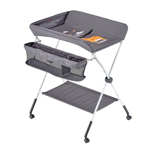 Skötbord, 84.8x74.5x103-109 cm, mörkgrå, fällbar förvaring