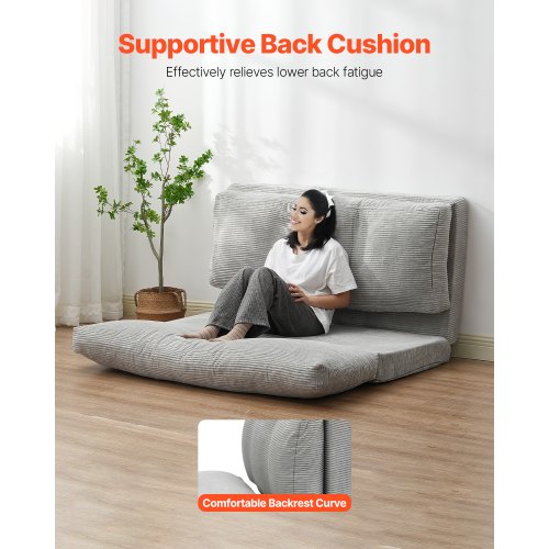 Sovesofa, Foldbar 3-i-1 Konvertibel Sofa, 241x136x12 cm, Grå, Memory Skum