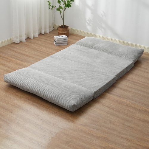 Sovesofa, Foldbar 3-i-1 Konvertibel Sofa, 241x136x12 cm, Grå, Memory Skum