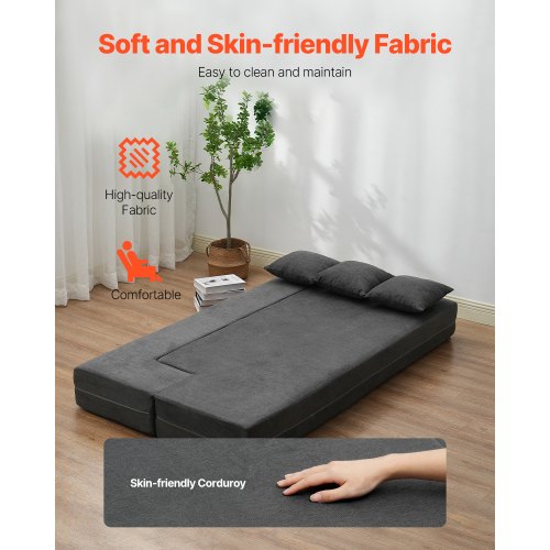 Sammenklappelig sovesofa 103x193x22,5 cm mørkegrå, memoryskum