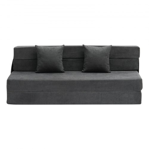 Sammenklappelig sovesofa, 206x154,5x15 cm, mørkegrå, memoryskum