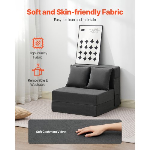 Sovesofa, Foldbar 3-i-1 Sofa 186x73x15 cm, Mørkegrå, Memory Skum
