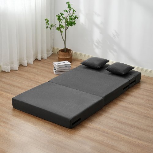Sammenklappelig sovesofa, 195x100,5x15 cm, mørkegrå, memoryskum