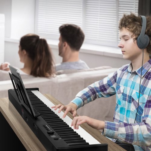 Digitalpiano, 88-tangenters hopfällbart keyboard, 126x21x7 cm, svart, portabel