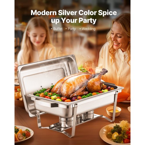 Chafing Dish Bufféset, 8 Qt 2-pack, Rostfritt stål, Silver
