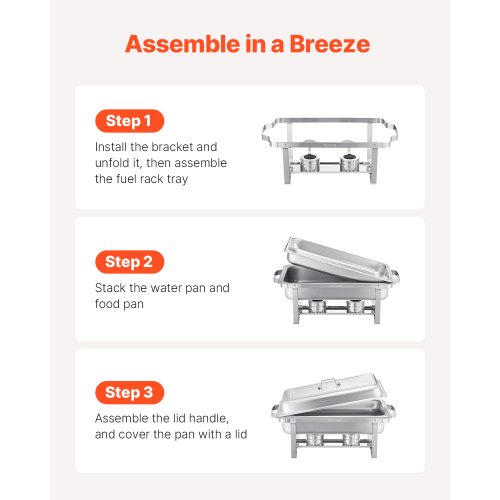 Chafing Dish Bufféset, 8 Qt 2-pack, Rostfritt stål, Silver