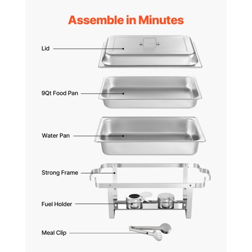 Chafing Dish, 8,5L 2-pak, 61,5x35,5x32,5 cm, rustfrit stål