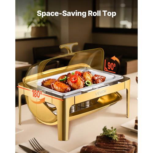 Chafing-astia setti, Roll Top Buffet 9QT ruostumaton teräs kulta