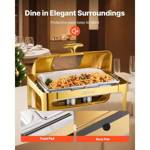 Chafing-astia setti, Roll Top Buffet 9QT ruostumaton teräs kulta