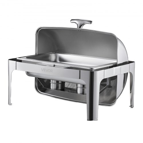 Chafing Dish Set, Rolltop Bufféserver 9QT Rostfritt Stål, Silver
