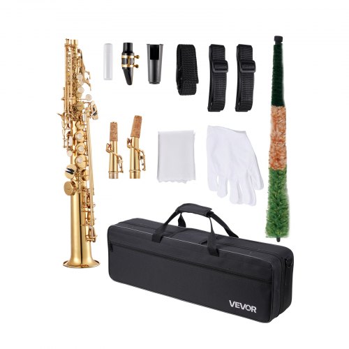 Sopran-saxofon, 71x9,5x9,5 cm, Guld, Messing Begynderkit