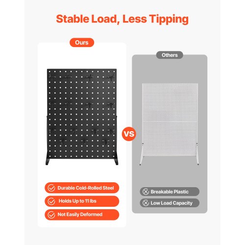 Pegboard udstillingsstander 43x33 cm sort stål opbevaring