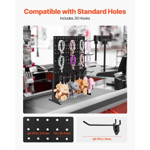 Pegboard udstillingsstander 43x33 cm sort stål opbevaring