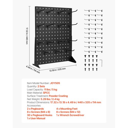 Pegboard udstillingsstander 43x33 cm sort stål opbevaring