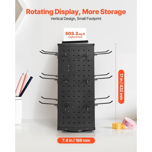 Pegboard udstillingsstander, 18.8x18.8x42.6 cm, sort, stål