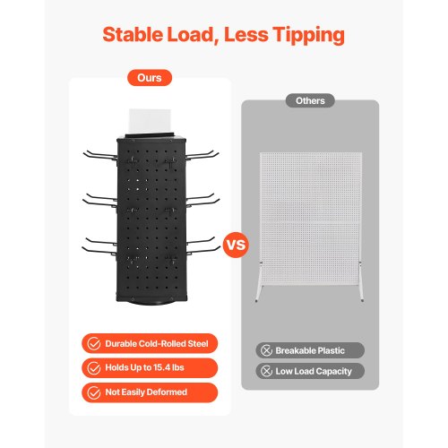 Pegboard udstillingsstander, 18.8x18.8x42.6 cm, sort, stål