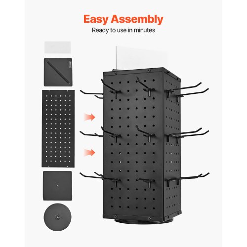 Pegboard udstillingsstander, 18.8x18.8x42.6 cm, sort, stål