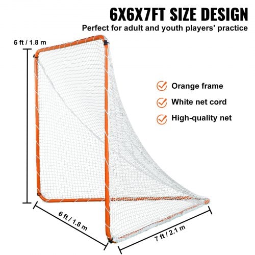 Lacrosse-mål, 182,8x182,8x205 cm, Orange, Stålramme