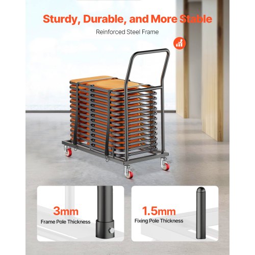 Sammenklappelig stolvogn, 108,0x50,8x109,0 cm, Sort, Metal opbevaring