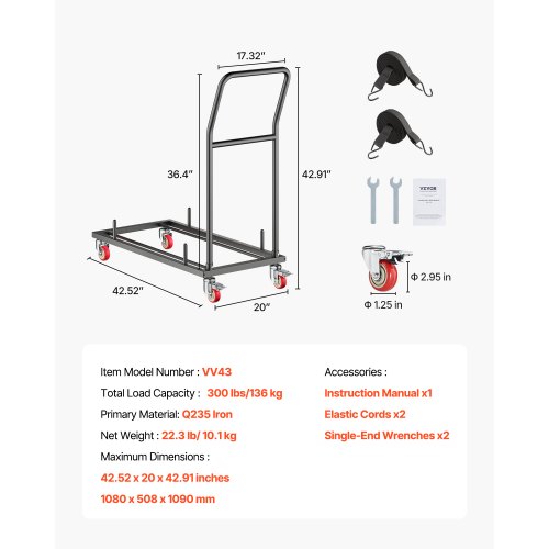 Sammenklappelig stolvogn, 108,0x50,8x109,0 cm, Sort, Metal opbevaring