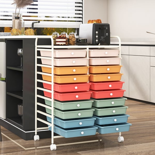 Opbevaringsvogn, 20 skuffer Rullende opbevaringsvogn Studieorganisator, 64×38×86 cm, Multifarvet , Star