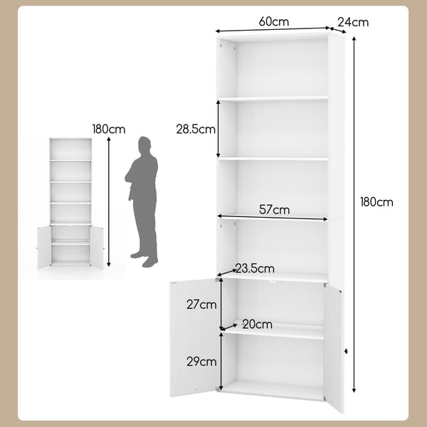 Bogreol, 60x24x180 cm, Hvid , Star