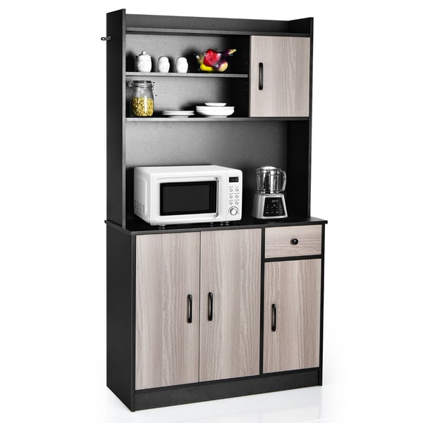 Buffetskab med opbevaring, 100x40x180 cm, Sort/Hvid , Star