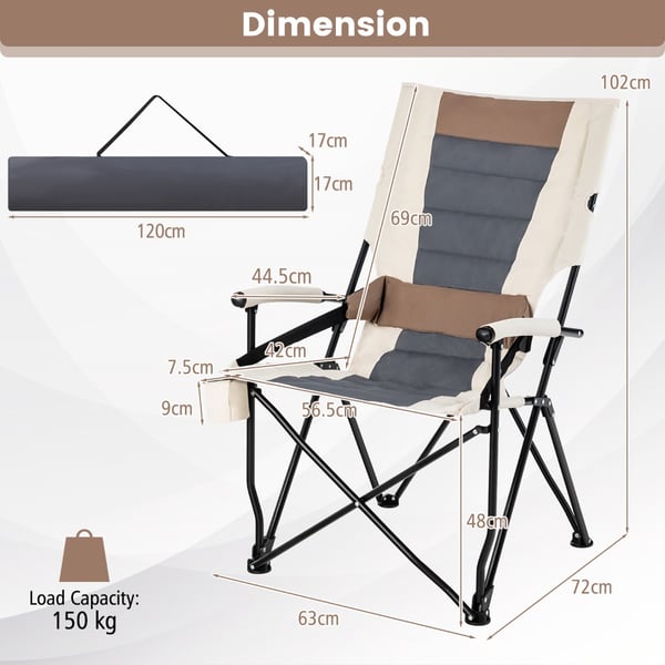 Sammenklappelig campingstol, 64×72×102 cm, Brun, Hvid , Star