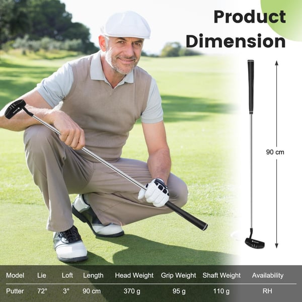 Golf putter, 35, sort - materiale: zinklegeringshoved + stålskaft + gummigreb , Star