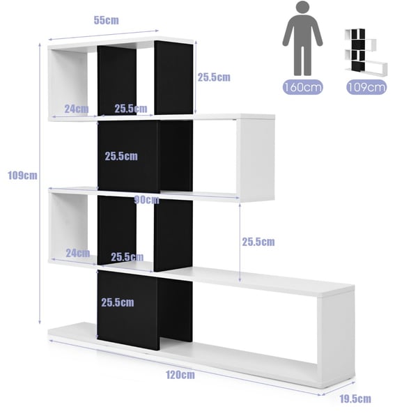 Bogreol, 120x19.5x109 cm, Sort & Hvid , Star
