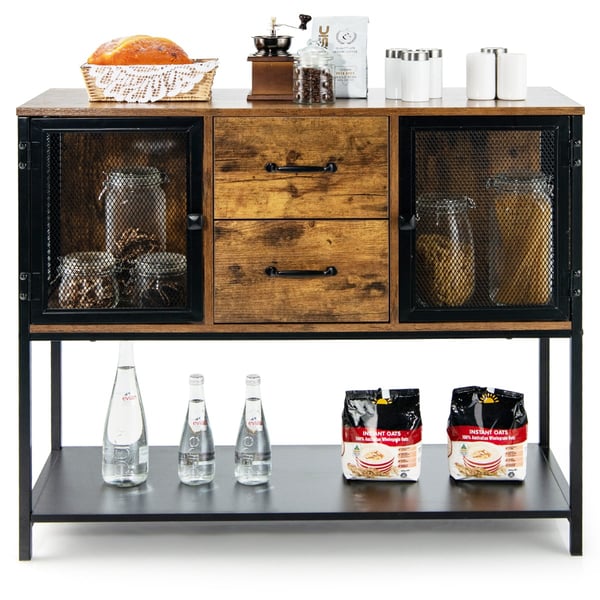 Buffet Sideboard, 100x35x85 cm, Rustikt Brun og Sort , Star