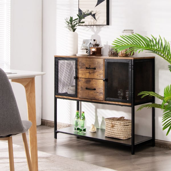 Buffet Sideboard, 100x35x85 cm, Rustikt Brun og Sort , Star