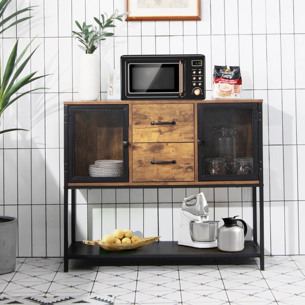 Buffet Sideboard, 100x35x85 cm, Rustikt Brun og Sort , Star