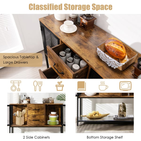 Buffet Sideboard, 100x35x85 cm, Rustikt Brun og Sort , Star