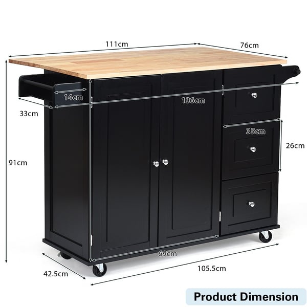 Køkkenø Trolleyvogn, 136x76x91 cm, Hvid , Star