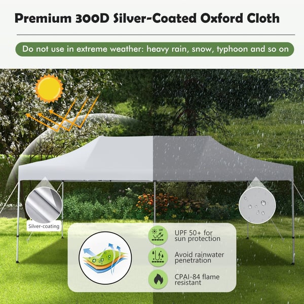 Pop-Up telthal, 600x300x300/315/330 cm, Hvid , Star