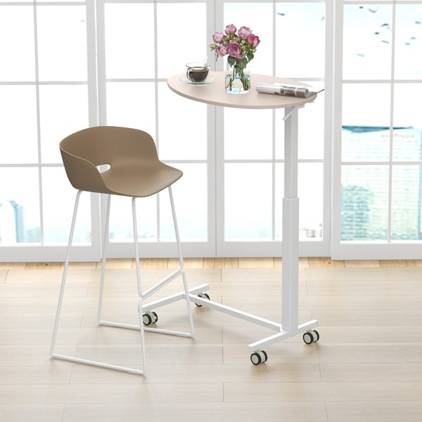 Stående skrivebord, 76x50x74-108 cm, Pink & Hvid , Star